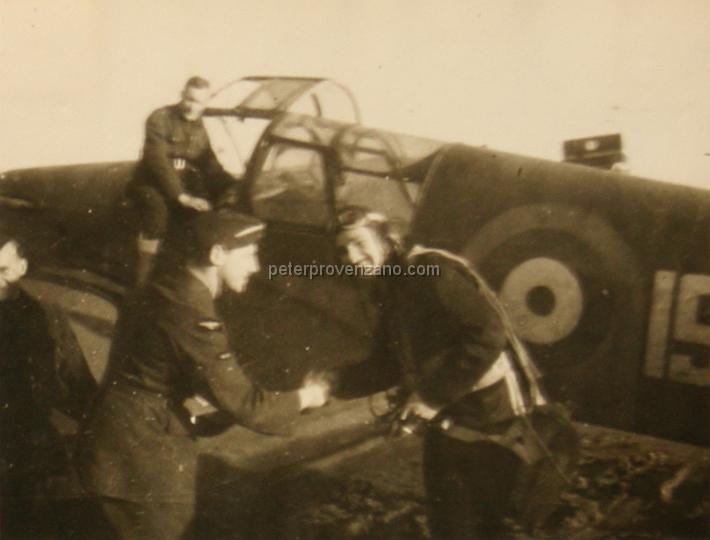 Peter Provenzano Photo Album Image_copy_050.jpg - Leading Aircraftman (LAC) Dickinson and Pilot Officer (P/O) Anderson.  RAF Station Tern Hill, fall of 1940.